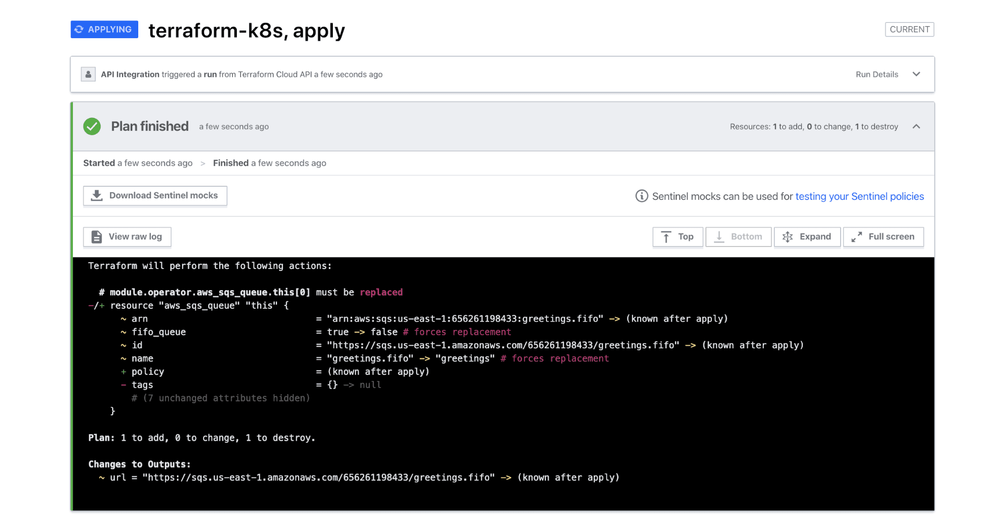 Modify SQS using the TFC Operator for Kubernetes